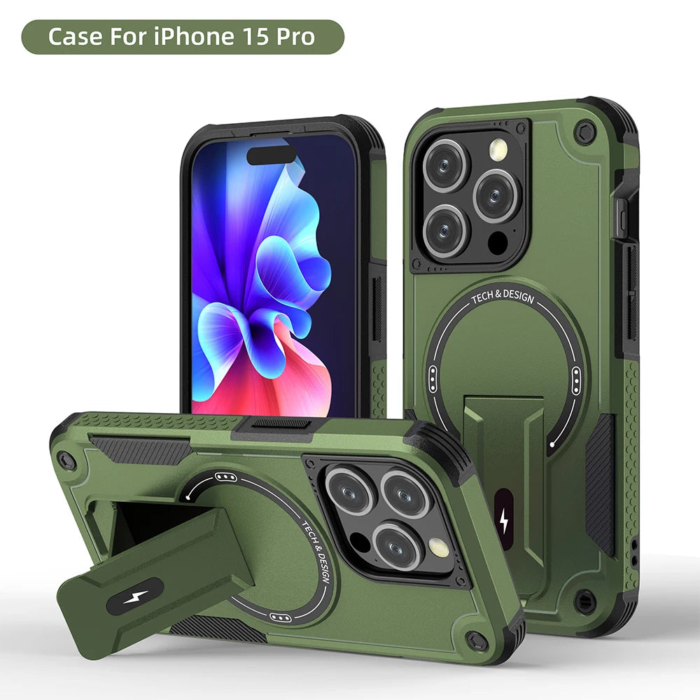 Cool Mecha Magnetic Stand Invisible Case for iPhone