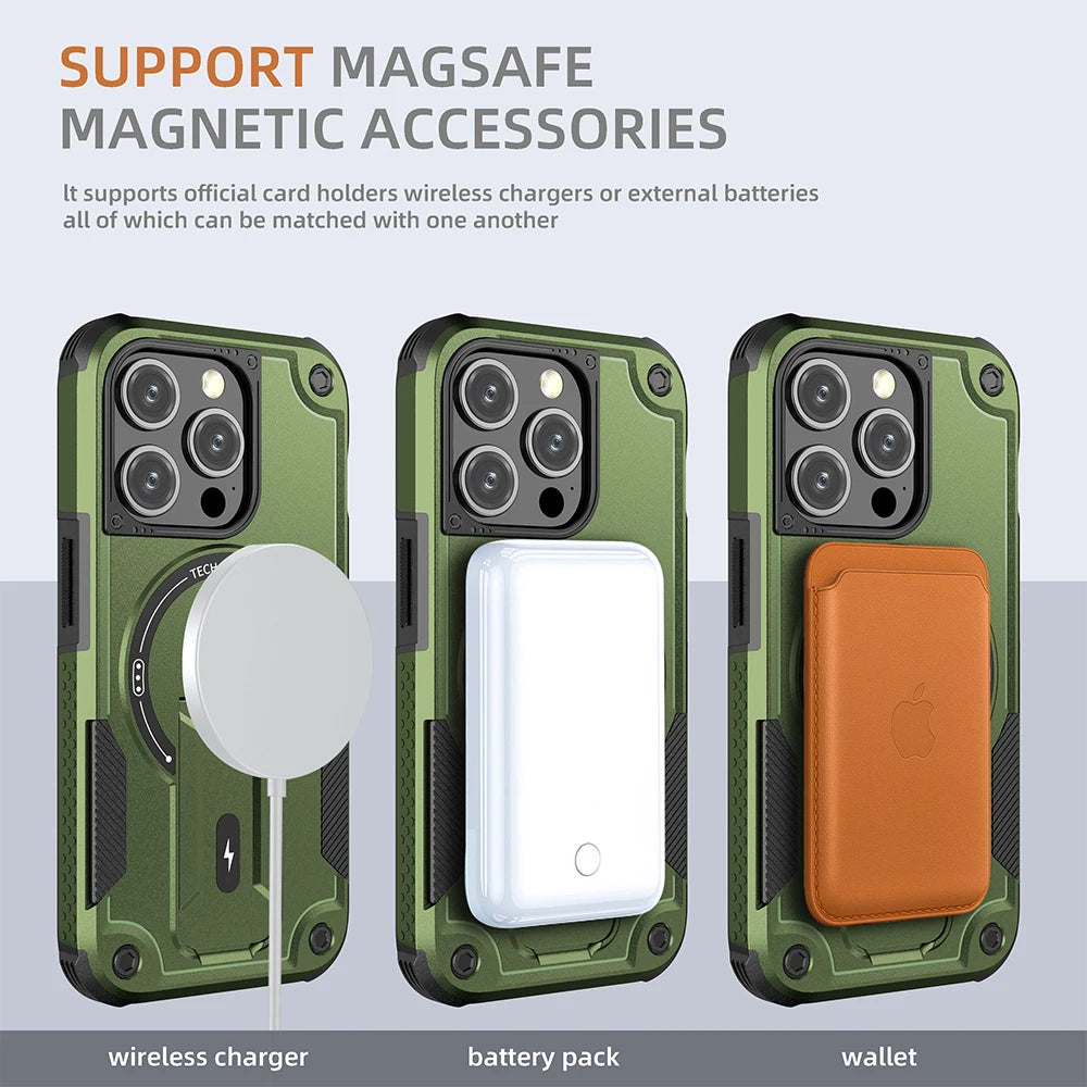 Cool Mecha Magnetic Stand Invisible Case for iPhone