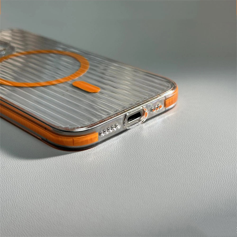 Corrugated Pattern HD Transparent Hard PC Case For iPhone