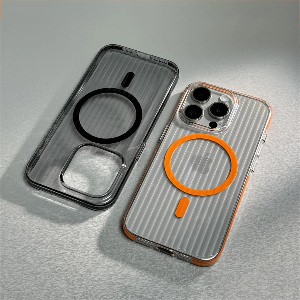 Corrugated Pattern HD Transparent Hard PC Case For iPhone