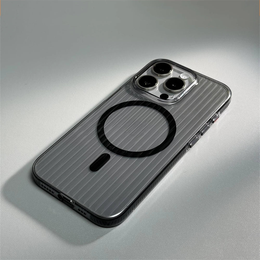 Corrugated Pattern HD Transparent Hard PC Case For iPhone