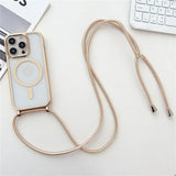 Magnetic Crossboby Lanyard Plating Case For iPhone