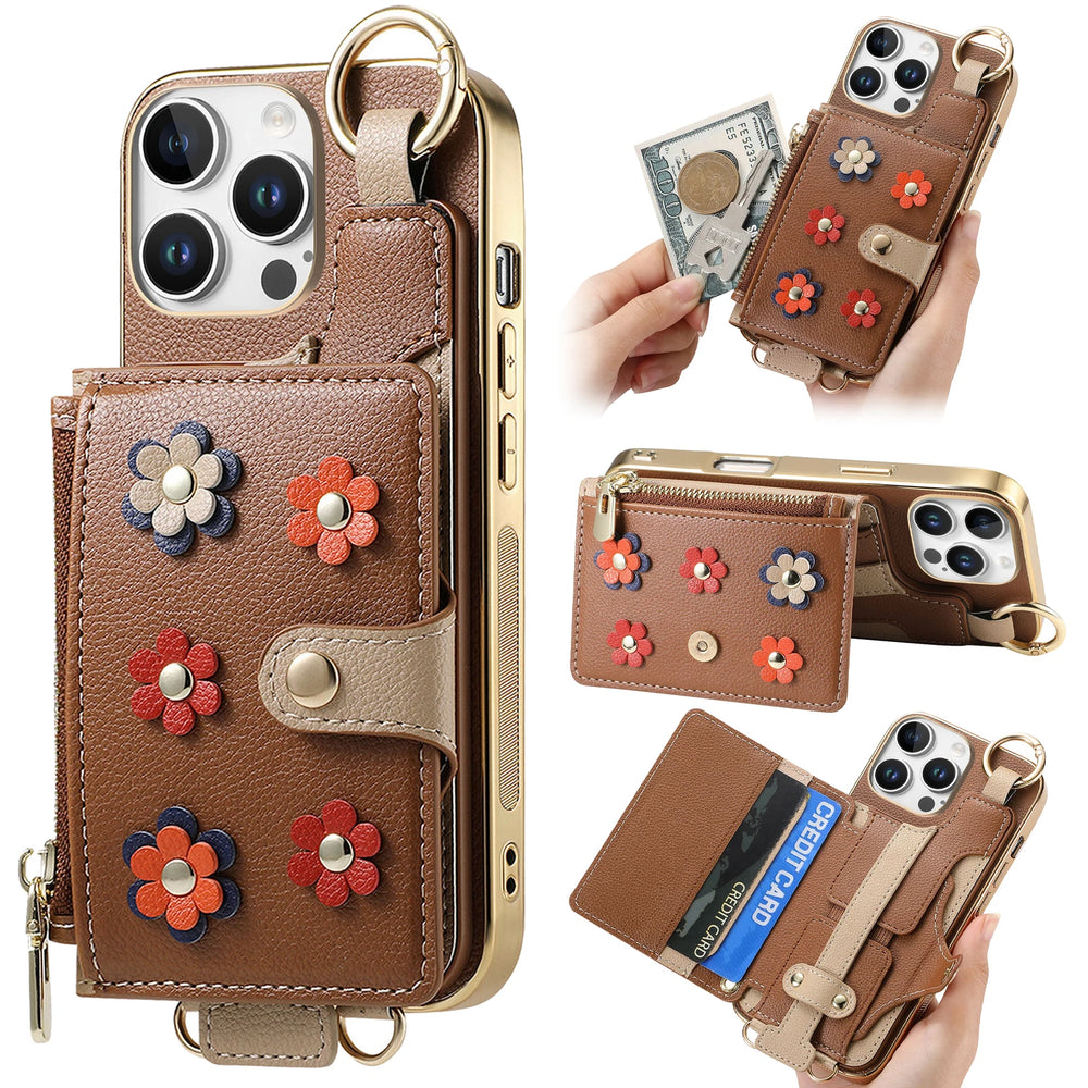 Crossbody Lanyard Ring Wrist Strap Card Holder Leather Case for iPhone – poomelo Crossbody Lanyard Ring Wrist Strap Card Holder Leather Case for iPhone – poomelo
