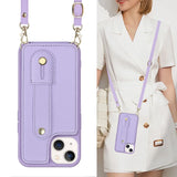 Crossbody Neckband Lanyard Wristband Wallet Leather Cards Holder Case for iPhone