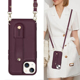 Crossbody Neckband Lanyard Wristband Wallet Leather Cards Holder Case for iPhone