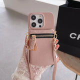 Leather Crossbody Zipper Wallet with Card Holder Case for iPhone