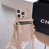 Leather Crossbody Zipper Wallet with Card Holder Case for iPhone