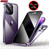 Double Glass Anti-Peep Privacy Magnetic Adsorption Case for iPhone