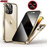 Double Glass Anti-Peep Privacy Magnetic Adsorption Case for iPhone