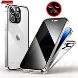 Double Glass Anti-Peep Privacy Magnetic Adsorption Case for iPhone