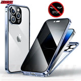 Double Glass Anti-Peep Privacy Magnetic Adsorption Case for iPhone