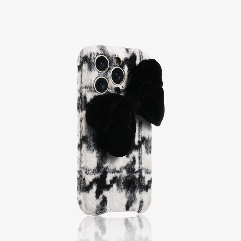 Fashion Plush Velvet Bow Case For iPhone