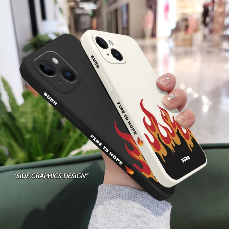 Liquid Silicone Fierce Fire Case For iPhone