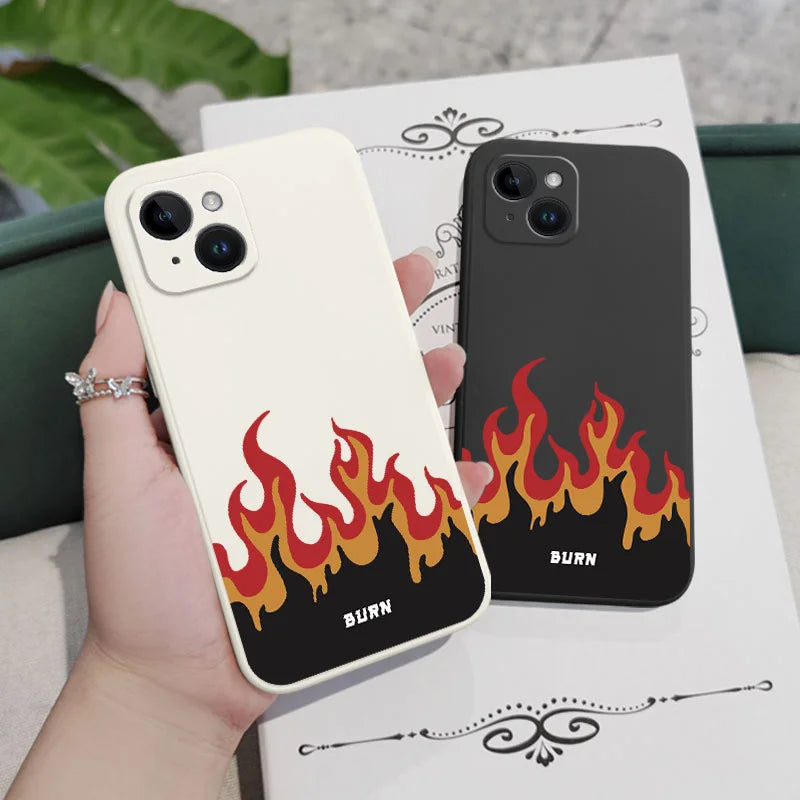 Liquid Silicone Fierce Fire Case For iPhone