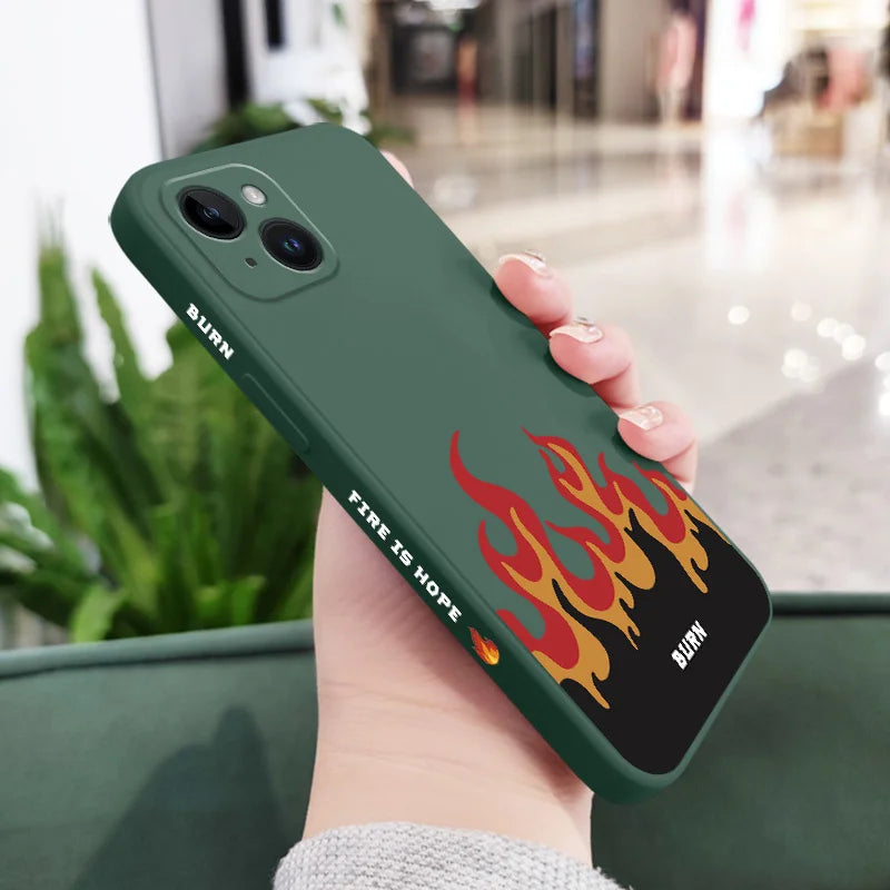 Liquid Silicone Fierce Fire Case For iPhone