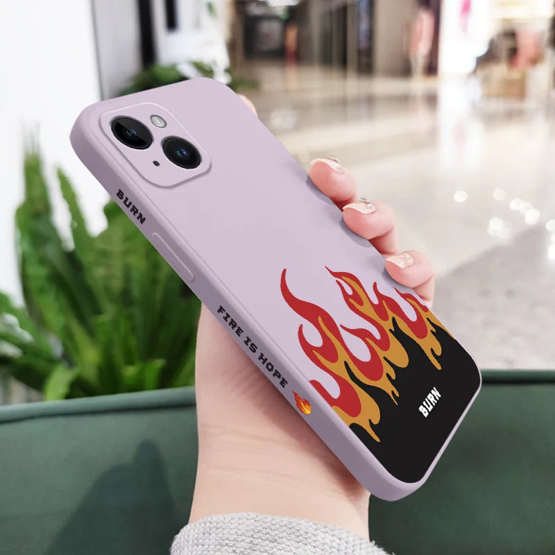 Liquid Silicone Fierce Fire Case For iPhone