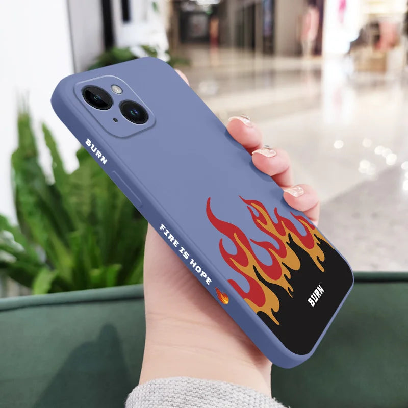 Liquid Silicone Fierce Fire Case For iPhone