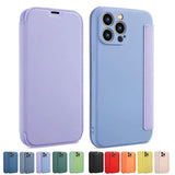 Flip Leather Liquid Silicone Case For iPhone