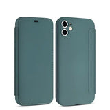 Flip Leather Liquid Silicone Case For iPhone