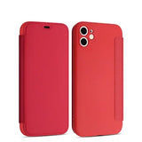 Flip Leather Liquid Silicone Case For iPhone