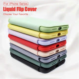 Flip Leather Liquid Silicone Case For iPhone