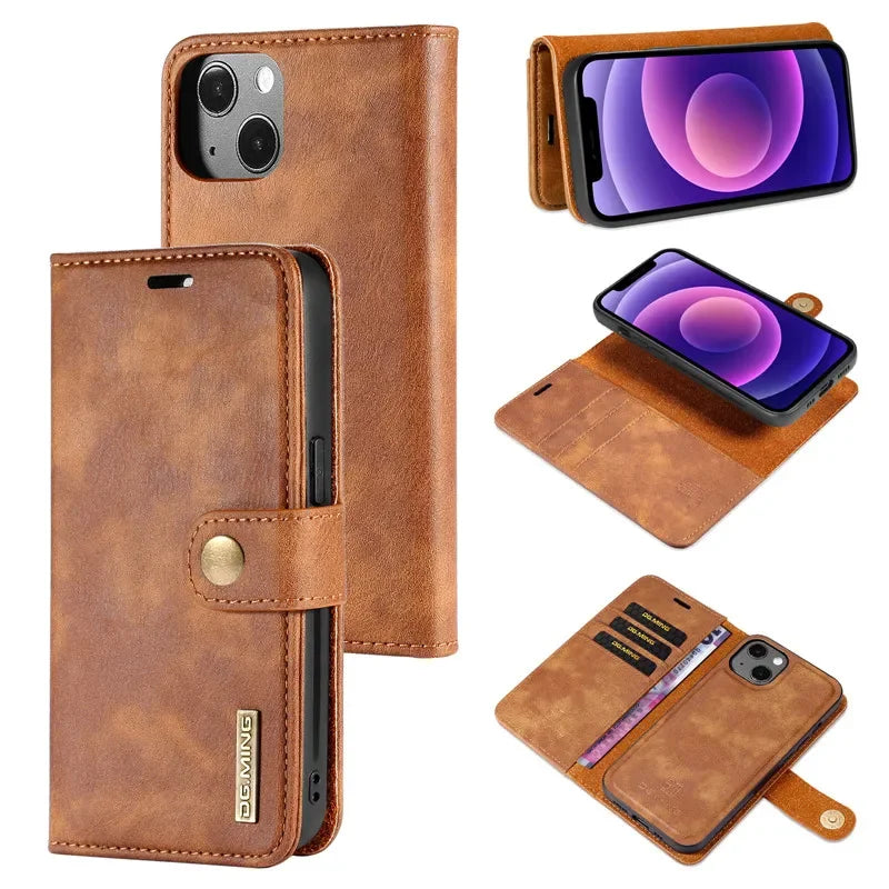 Flip Leather Magnetic Wallet Card Back Case for iPhone