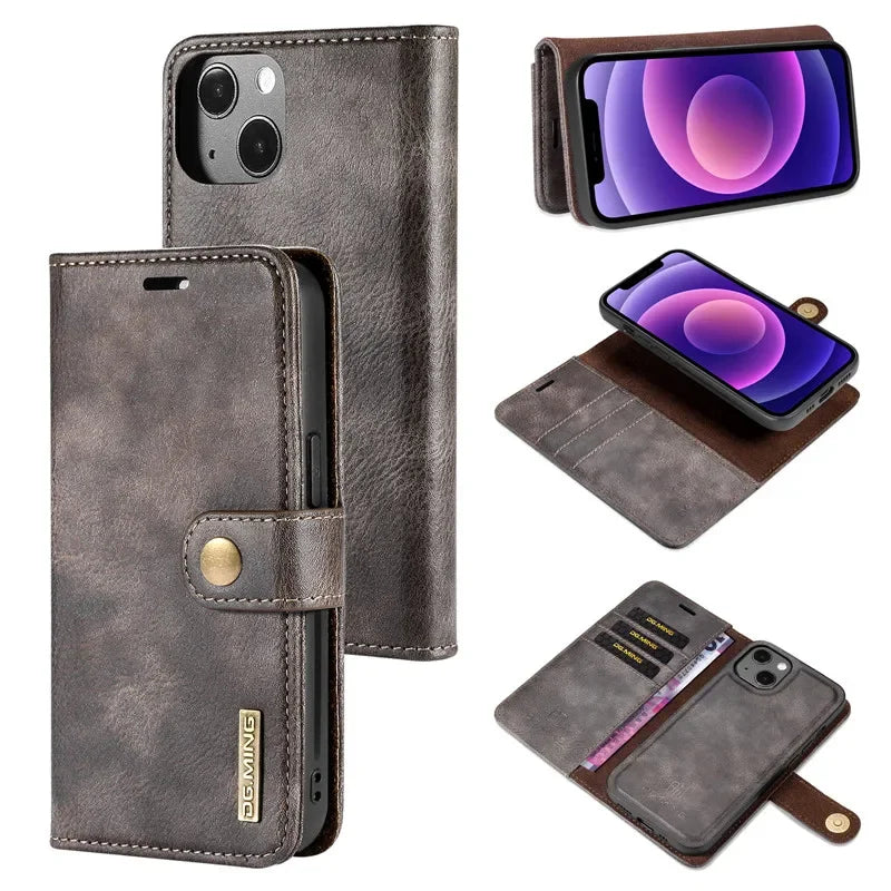 Flip Leather Magnetic Wallet Card Back Case for iPhone