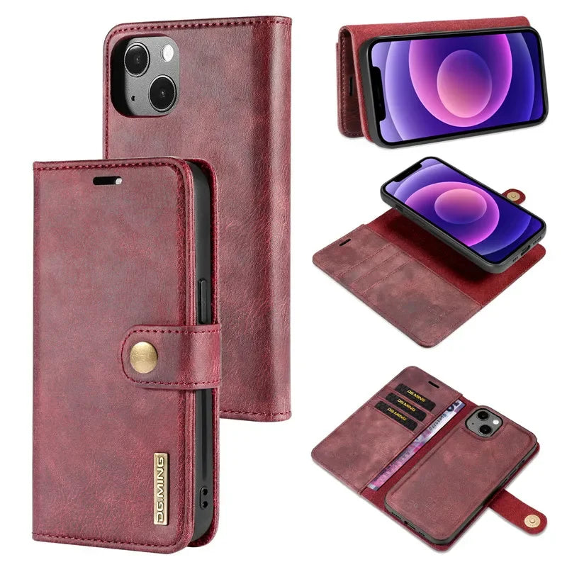 Flip Leather Magnetic Wallet Card Back Case for iPhone