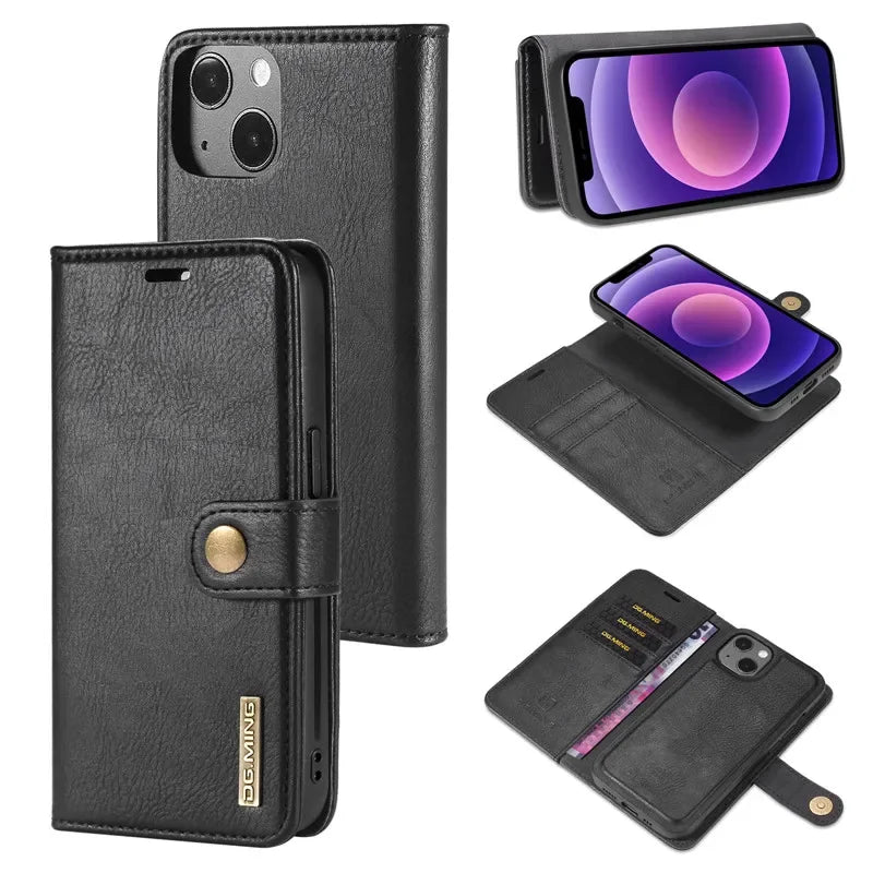 Flip Leather Magnetic Wallet Card Back Case for iPhone