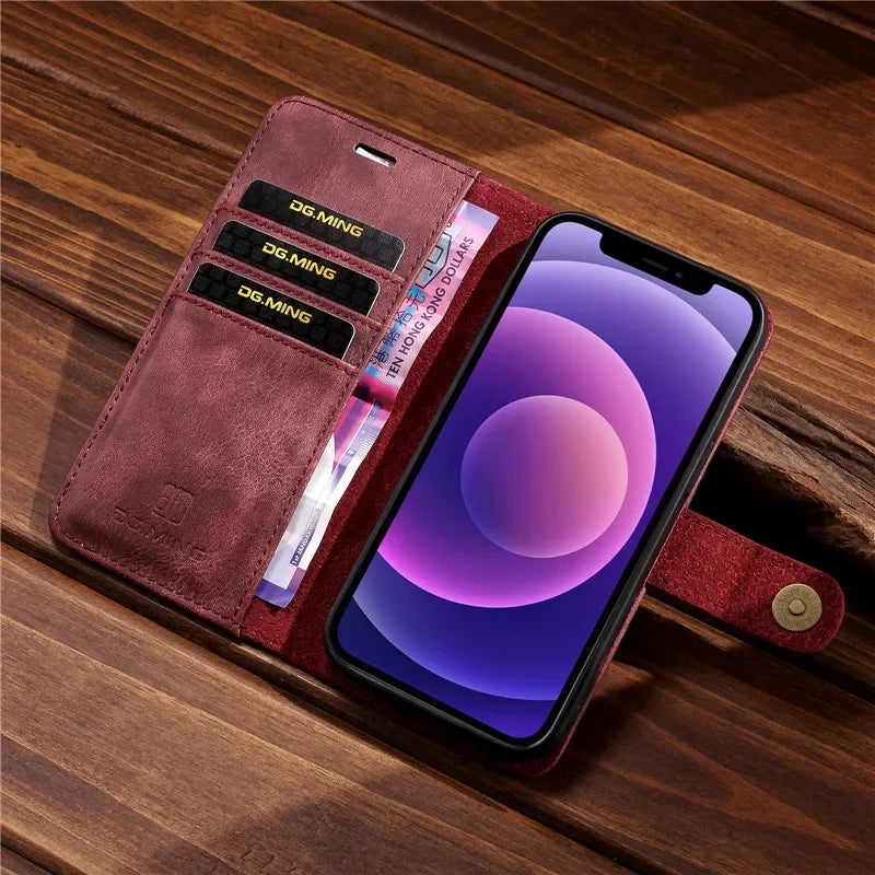 Flip Leather Magnetic Wallet Card Back Case for iPhone