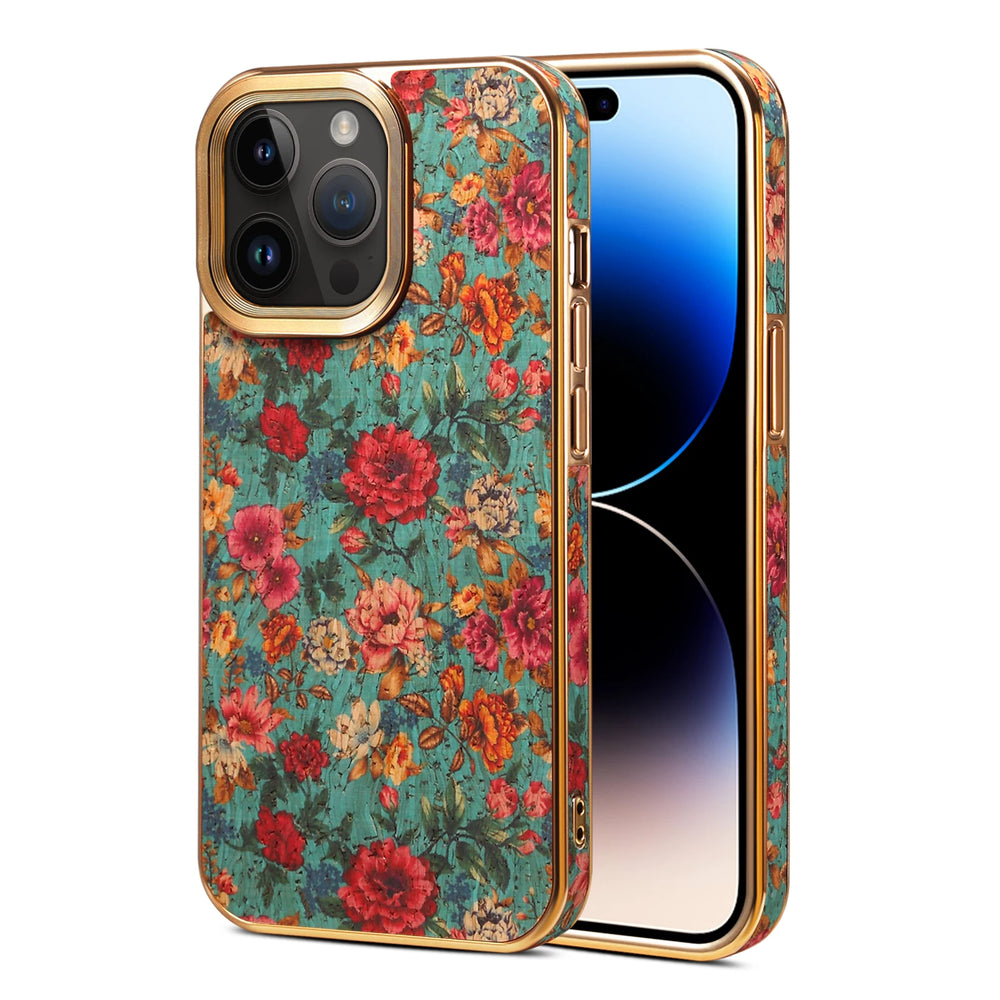 Floral Texture Luxury Wooden Case For iPhone