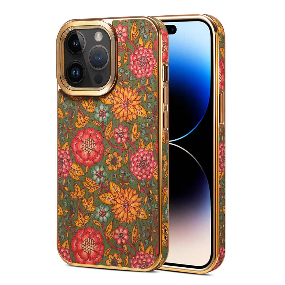 Floral Texture Luxury Wooden Case For iPhone