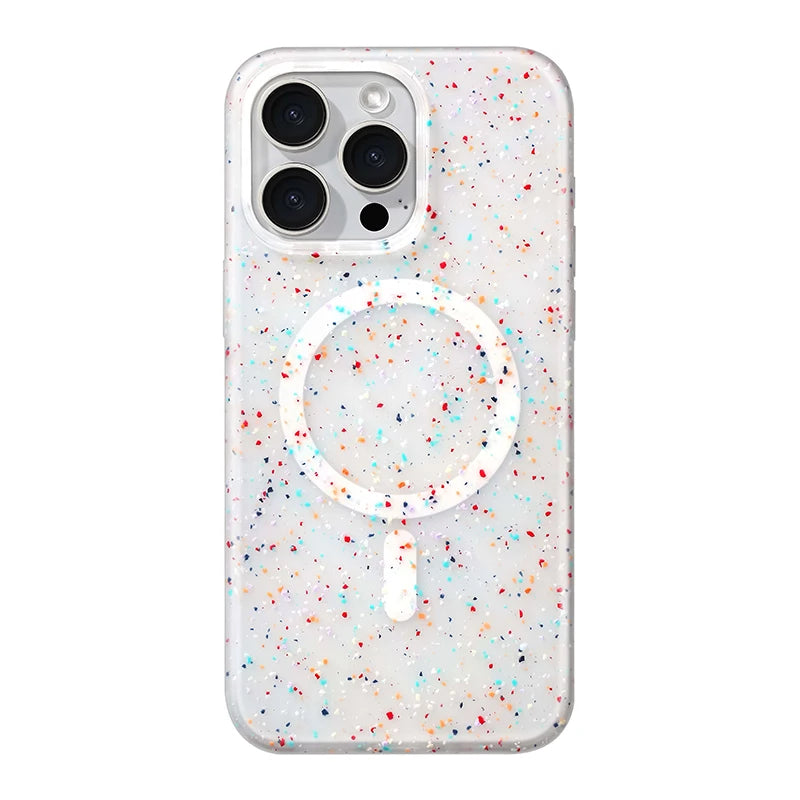 Silicone Shockproof Translucent Art Ink Dots Magnetic Case For iPhone