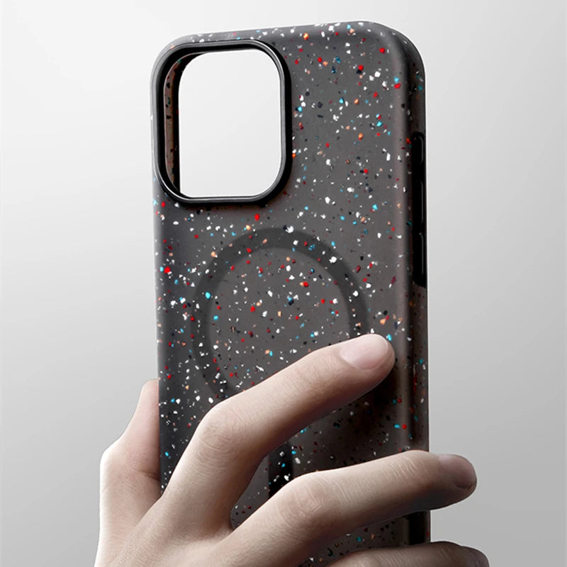 Silicone Shockproof Translucent Art Ink Dots Magnetic Case For iPhone