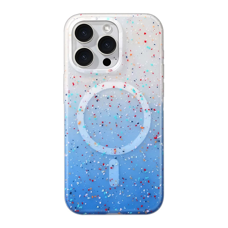 Silicone Shockproof Translucent Art Ink Dots Magnetic Case For iPhone