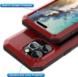 Tank Armor Metal Shockproof Aluminum Glass Screen Protector Case For iPhone