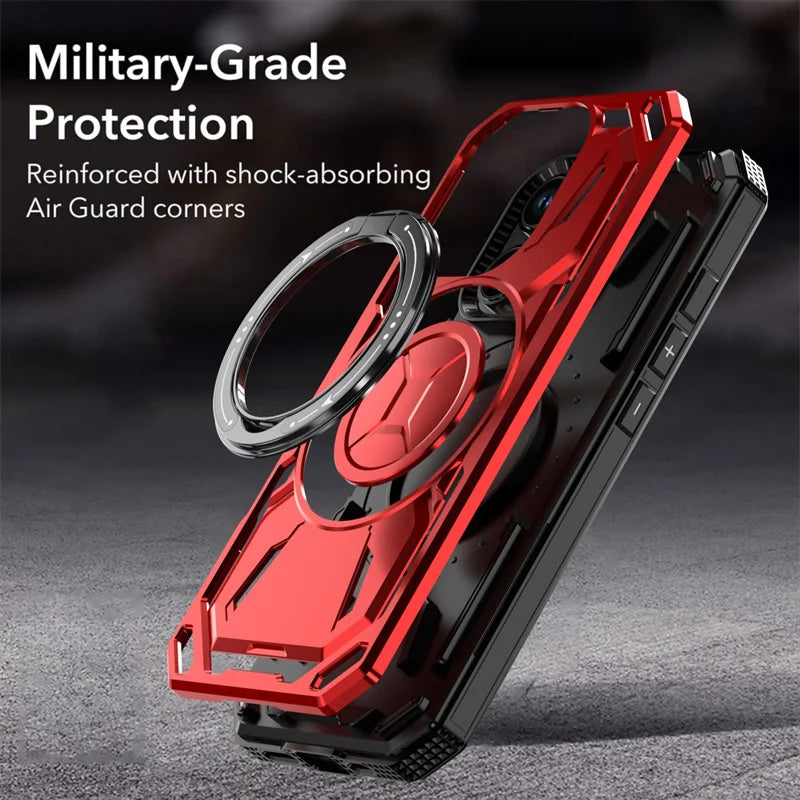 Shockproof Armor Magnetic Ring Stand Case For iPhone