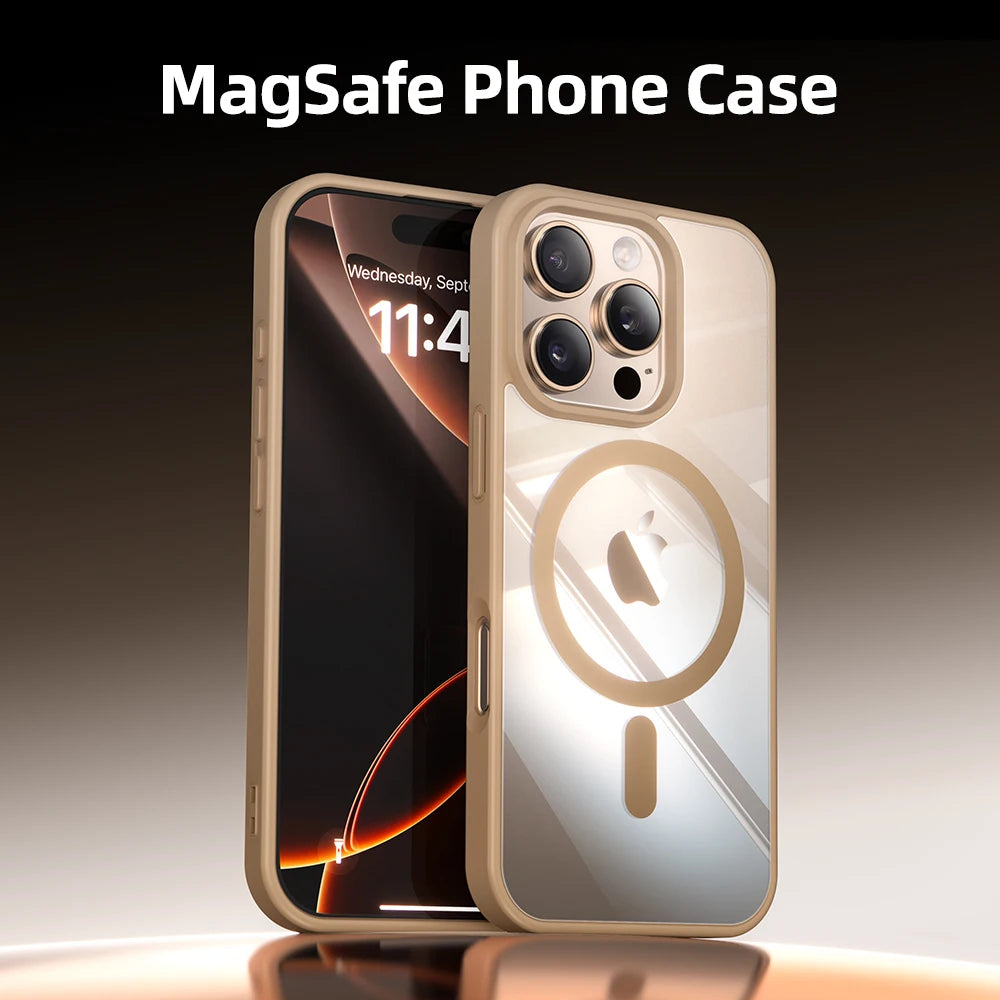 Magnetic Transparent Shockproof Clear Funda Case For iPhone