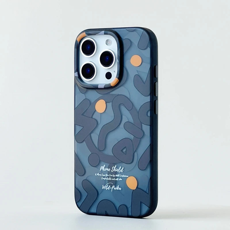 Frosted Hard Geometric Graffiti Magnetic Case for iPhone