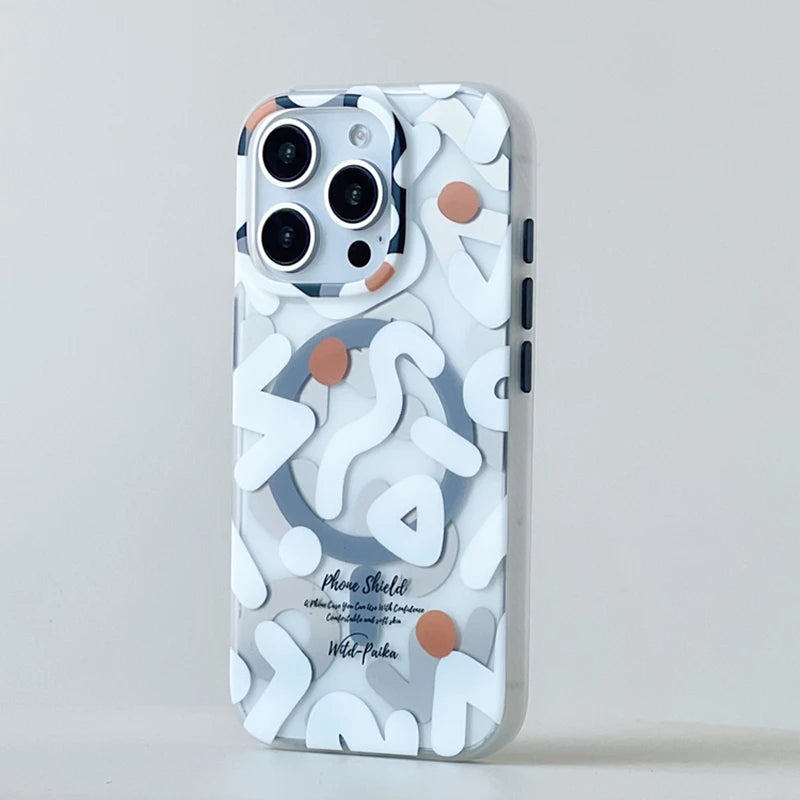 Frosted Hard Geometric Graffiti Magnetic Case for iPhone