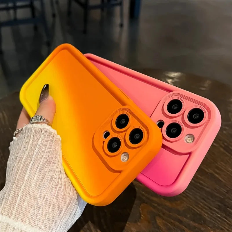 Candy Color Gradient Liquid Silicone Thickened Case For iPhone