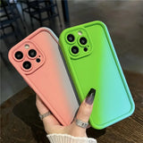 Candy Color Gradient Liquid Silicone Thickened Case For iPhone