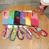 Gradient Love Heart Lanyard Case for Samsung Galaxy