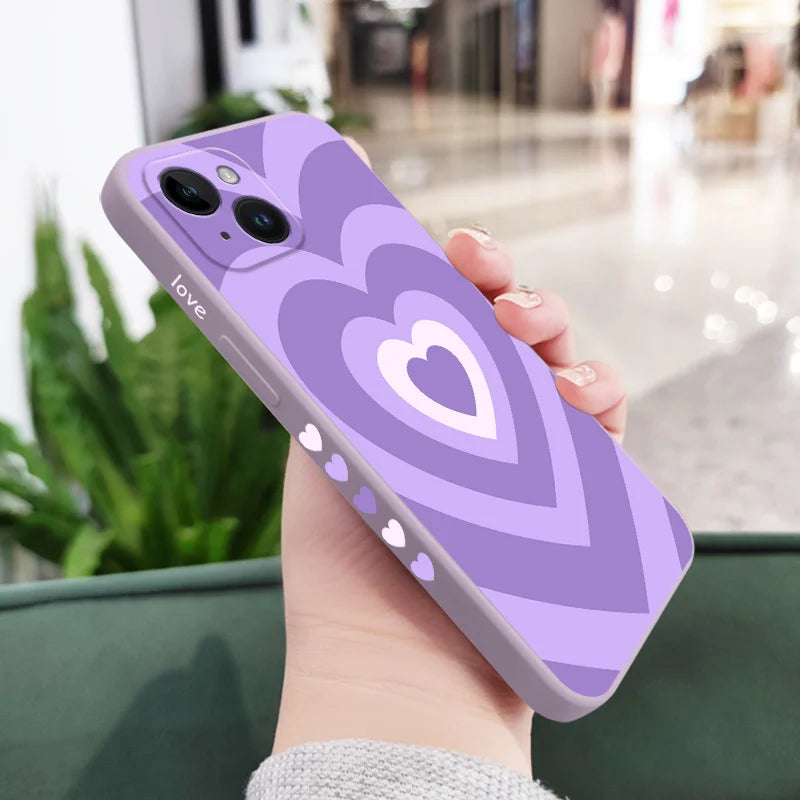 Silicone Gradient Love Case For iPhone