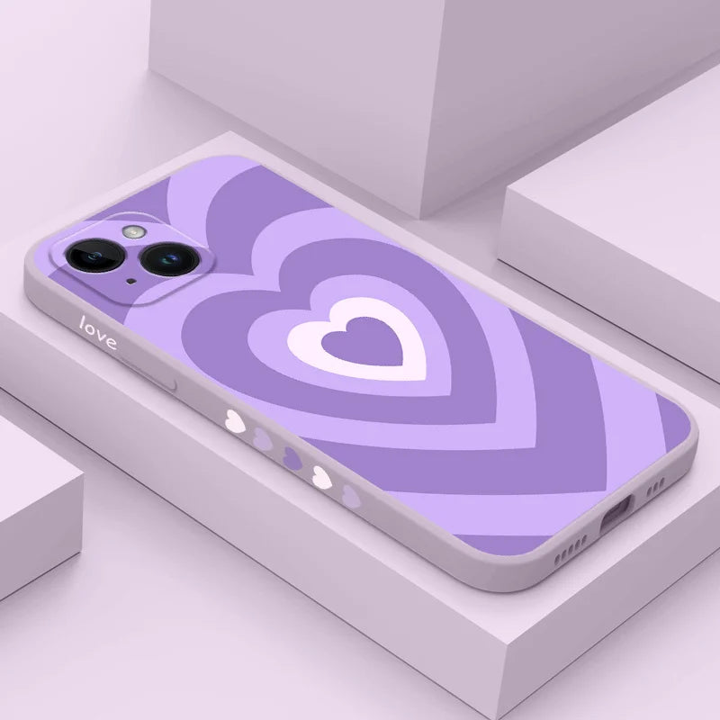 Silicone Gradient Love Case For iPhone