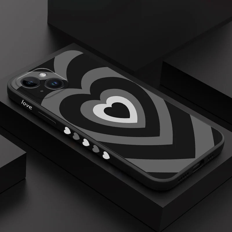 Silicone Gradient Love Case For iPhone