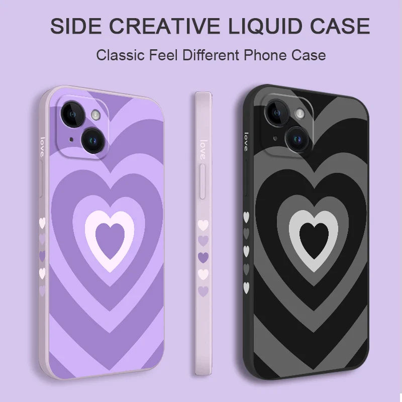 Silicone Gradient Love Case For iPhone