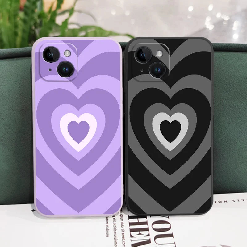 Silicone Gradient Love Case For iPhone