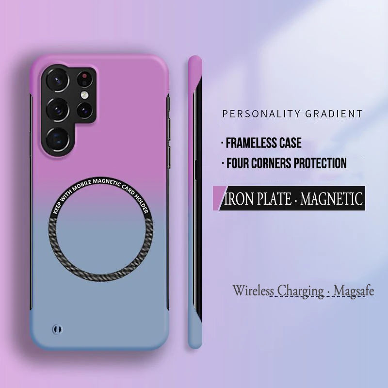 Magnetic Hard PC Gradient Color Frameless Case For Samsung