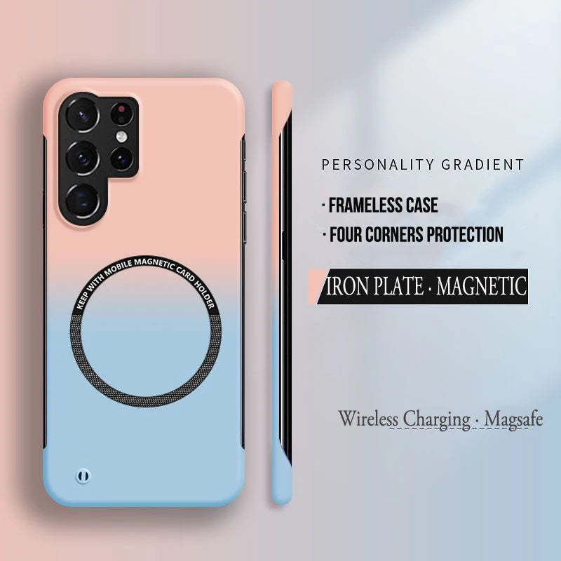 Magnetic Hard PC Gradient Color Frameless Case For Samsung